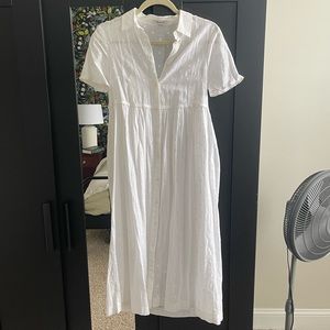 Madewell midi white shirtdress with removable white cotton slip!